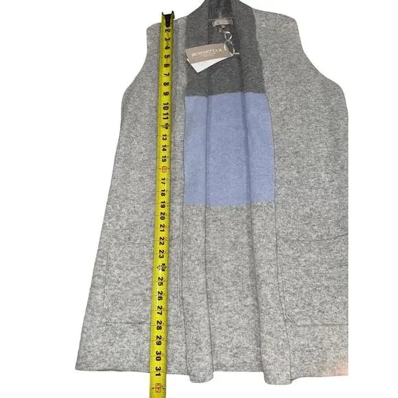 Benedetta B. Womens M Sleeveless Cardigan Wool Cashmere Blend Open Front Pocket - Picture 2 of 4
